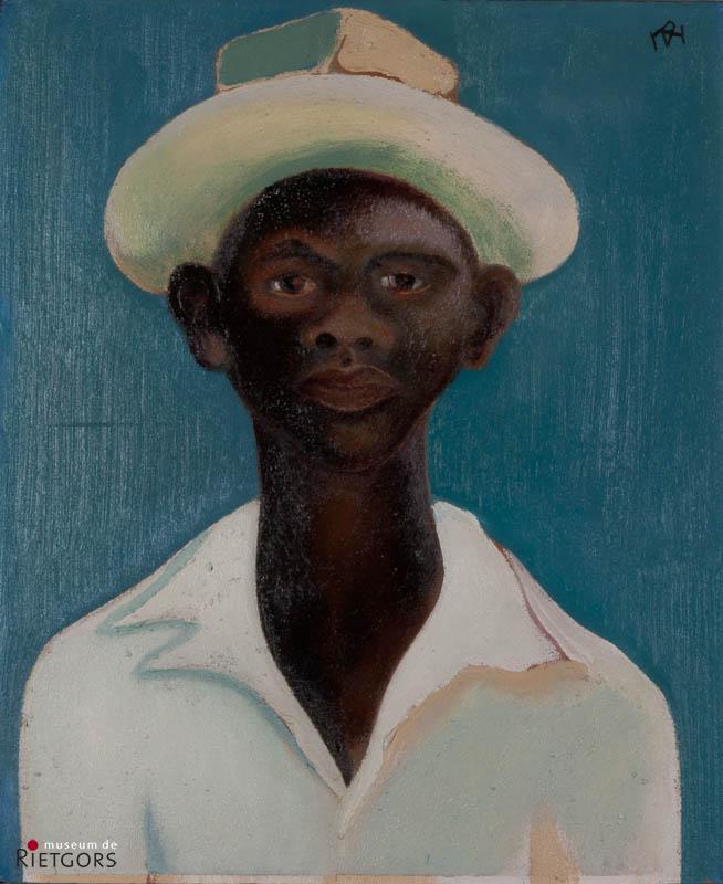 D. Henkes (1903-1989) - Portret van een negerjongen. Ges. R.B.