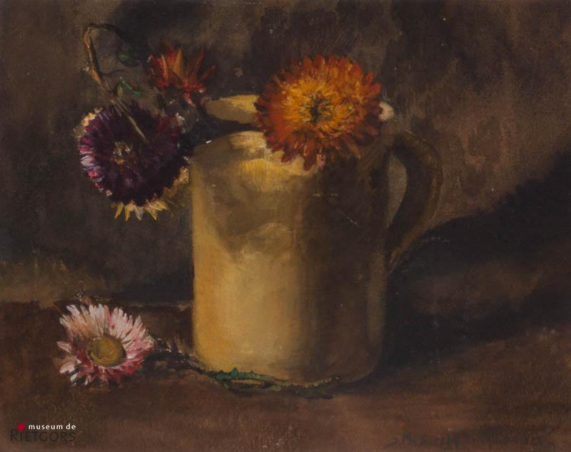 "S. Mesdag-van Houten (1834-1909)" - Mok met bloemen. Ges. R.O.