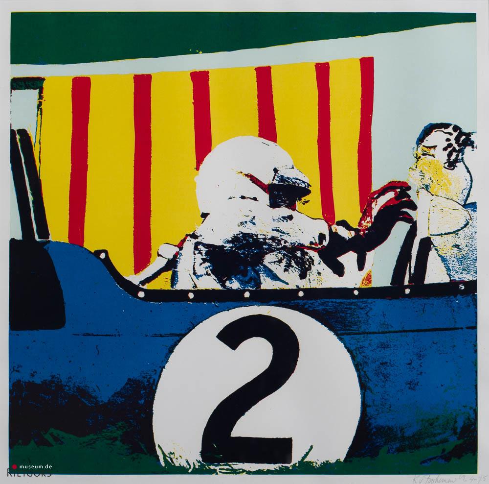 K. van Bohemen (1928-1985) - "Pit-stop van autocoureur. Ges. R.O. en '75. 4/75."