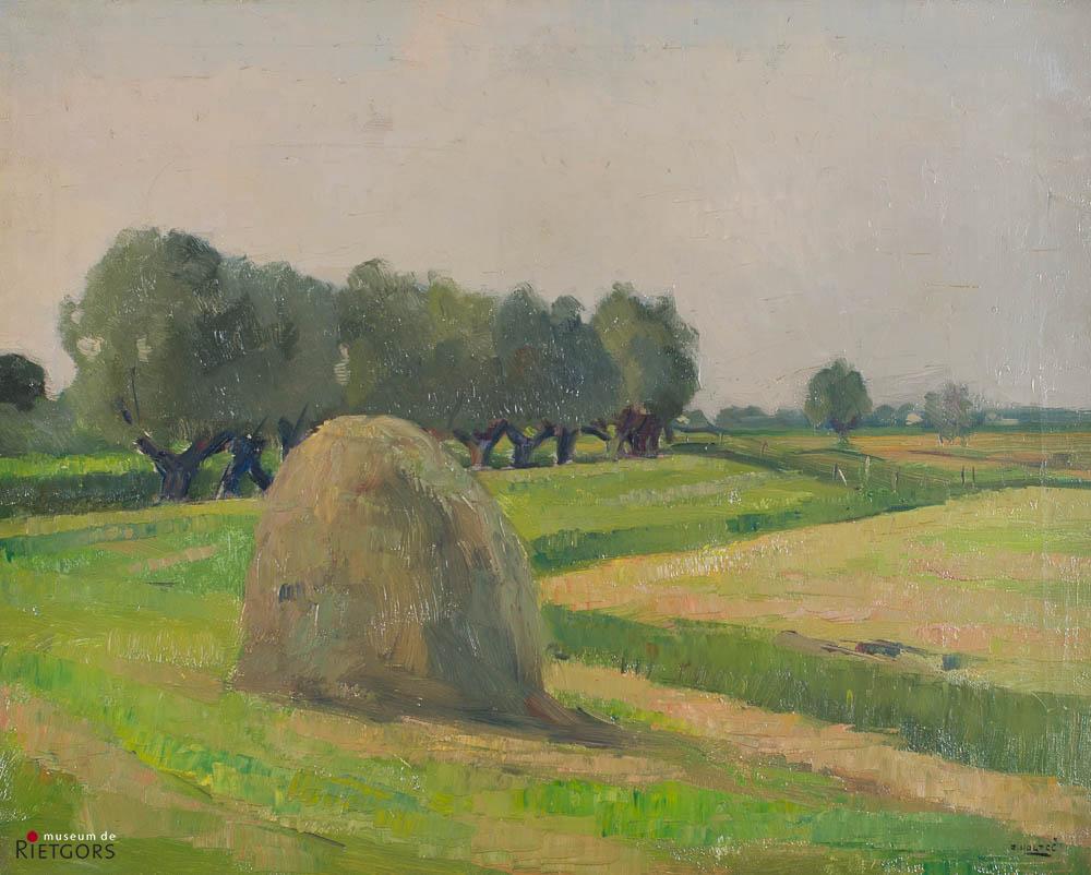 B.C. Noltee (1903-1967) - Landschap met hooimijt. Ges. R.O.