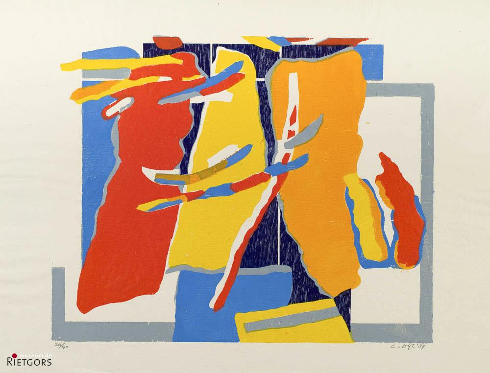 C. van Dijl (1934-2007) - Abstracte compositie. Ges. en '87. 20/40.