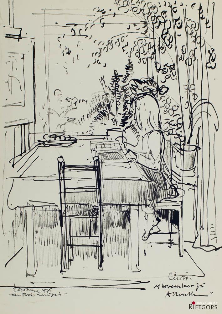 A. Mouthaan (1940) - Lerend meisje aan tafel 1975